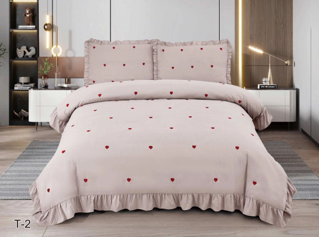 КПБ EFOR COTTONI с вышивкой "сердце" (Т-2), евро