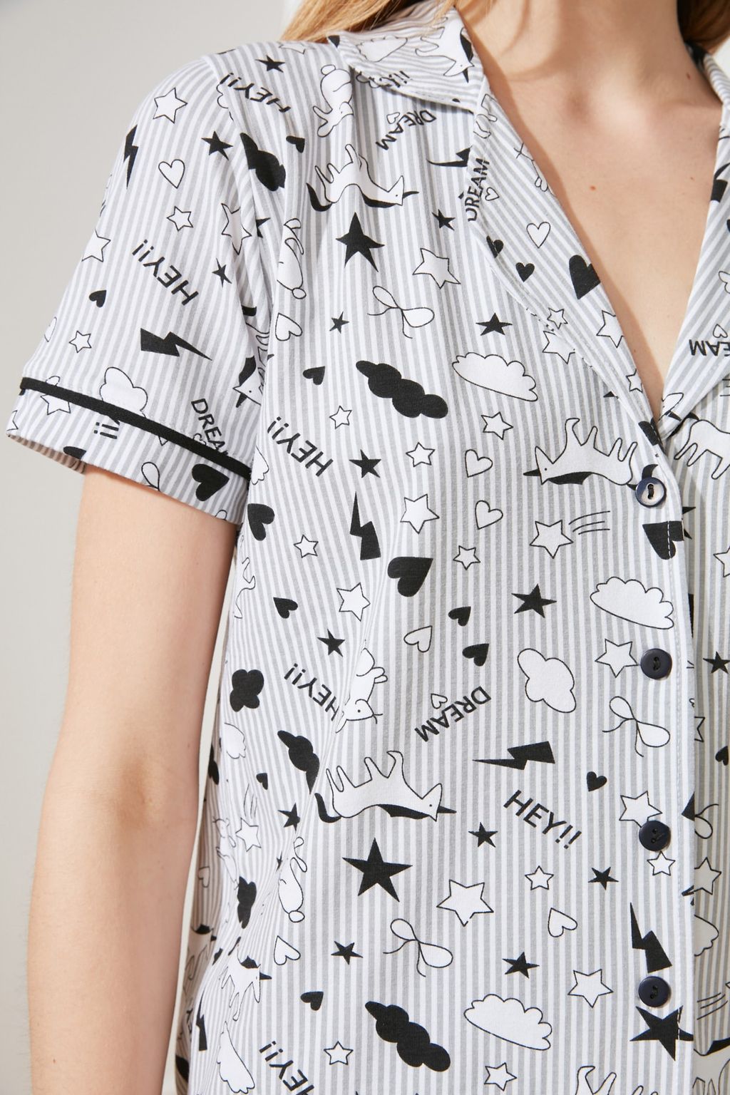 Trendyolmilla Ac?k Pembe %100 Pamuklu Eglence Desenli Biyeli Orme Pijama Tak?m? THMSS19IP0037 фото 11