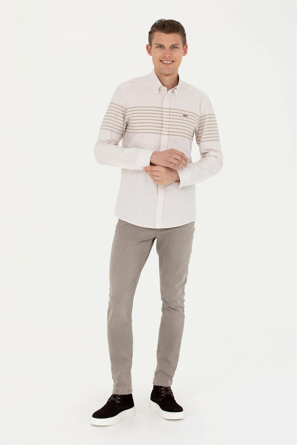 U. S. Polo Assn / Мужская рубашка с длинным рукавом Stone - U.s. polo assn фото 4