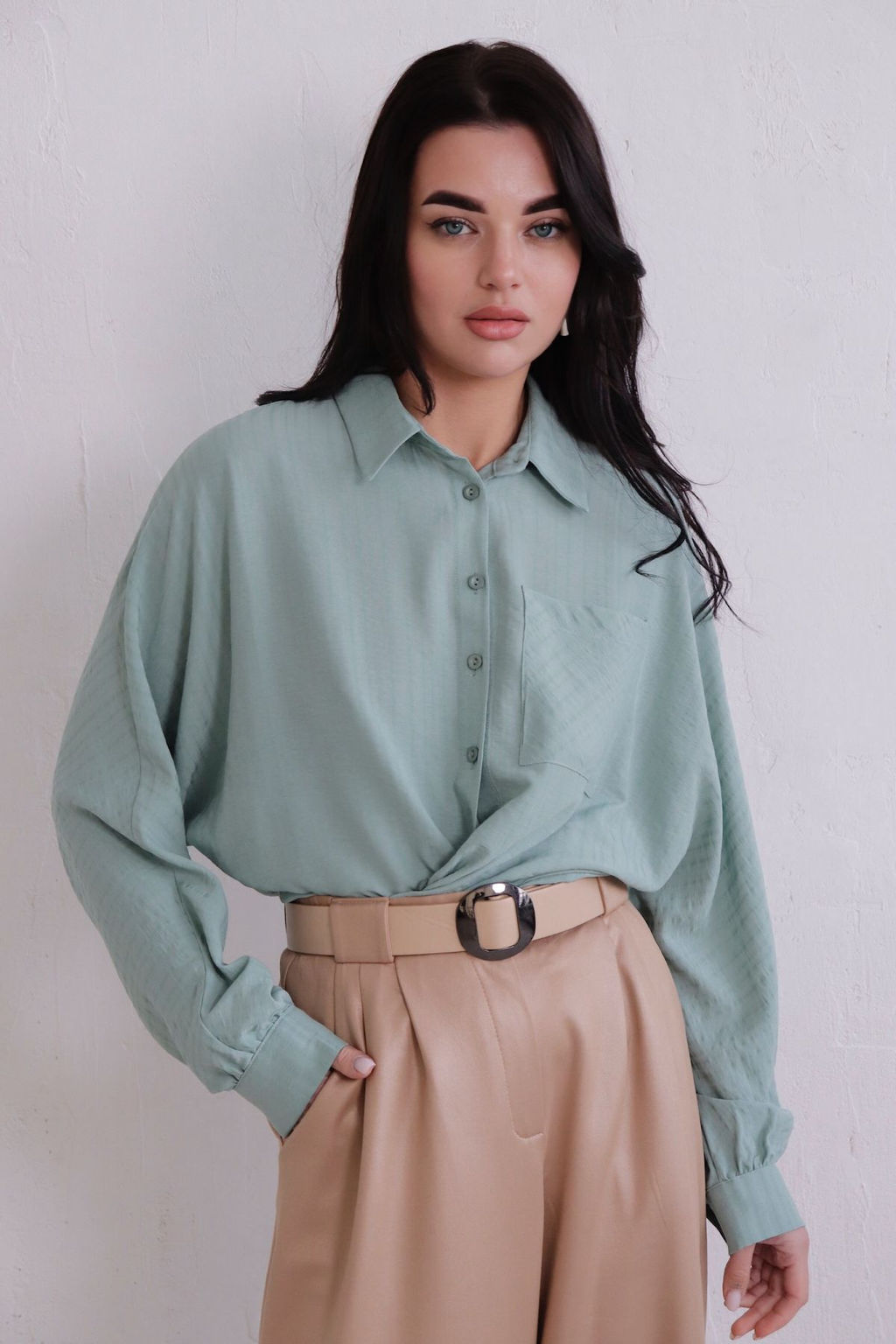 11163 Рубашка мятная из вискозы - Martichelli фото 7