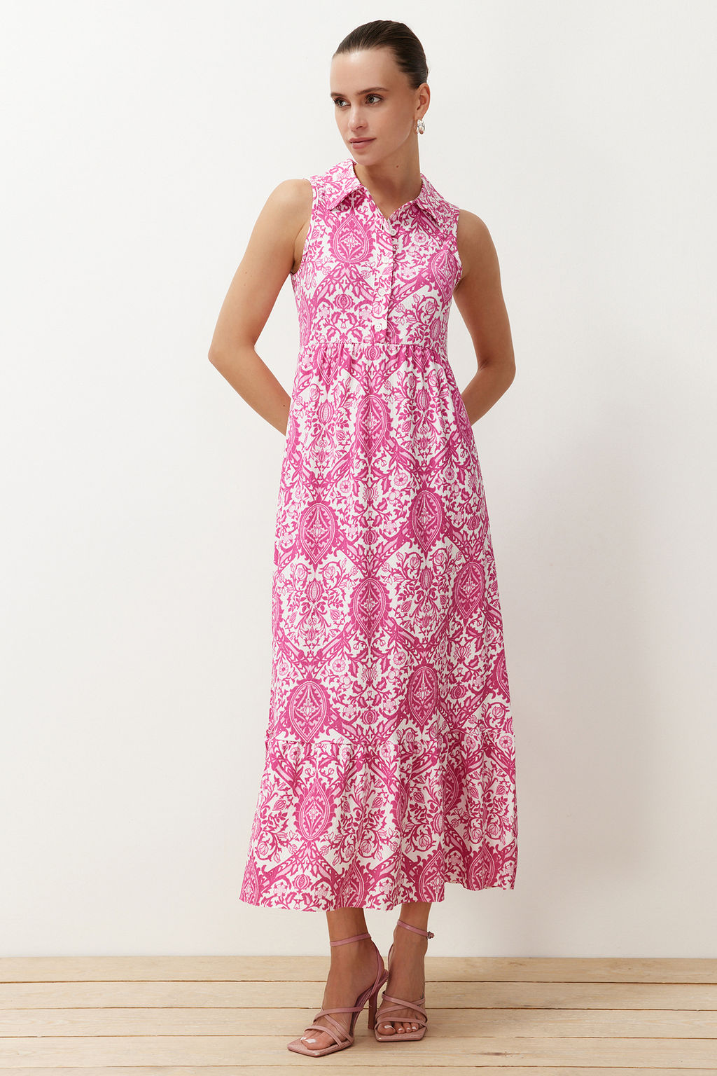 TRENDYOLMILLA Cok Renkli Etnik Maxi Orme Elbise TWOSS24EL00470