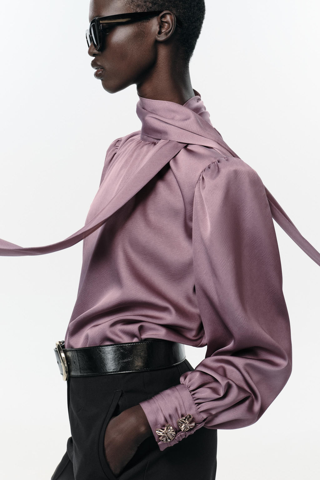 SATIN SHIRT WITH BOW - Zara фото 4