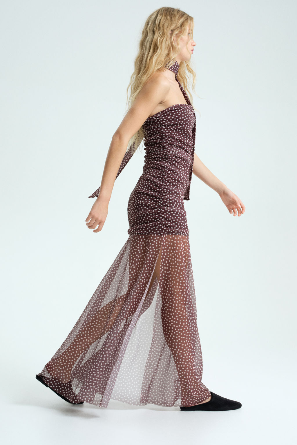 Vestido drapeado de malla - H&m фото 4