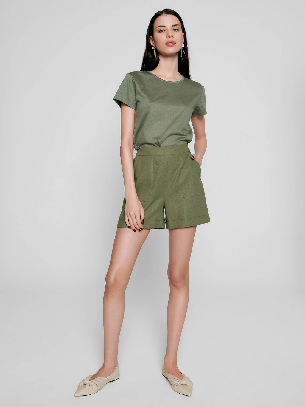 CONTE Шорты с высокой посадкой из премиального льна UTAH misty forest misty forest
