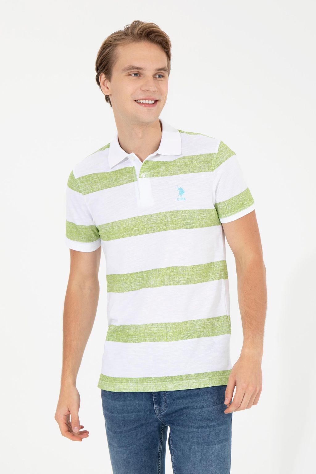 U. S. Polo Assn Мужская футболка Apple Green с воротником-поло - U.s. polo assn фото 3