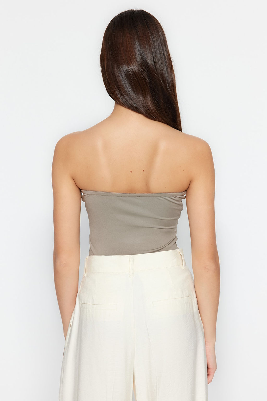 TRENDYOLMILLA Vizon Straplez Dugum ve Cut Out Detayl? Esnek C?tc?tl? Orme Body TWOSS23BD00075  фото 5