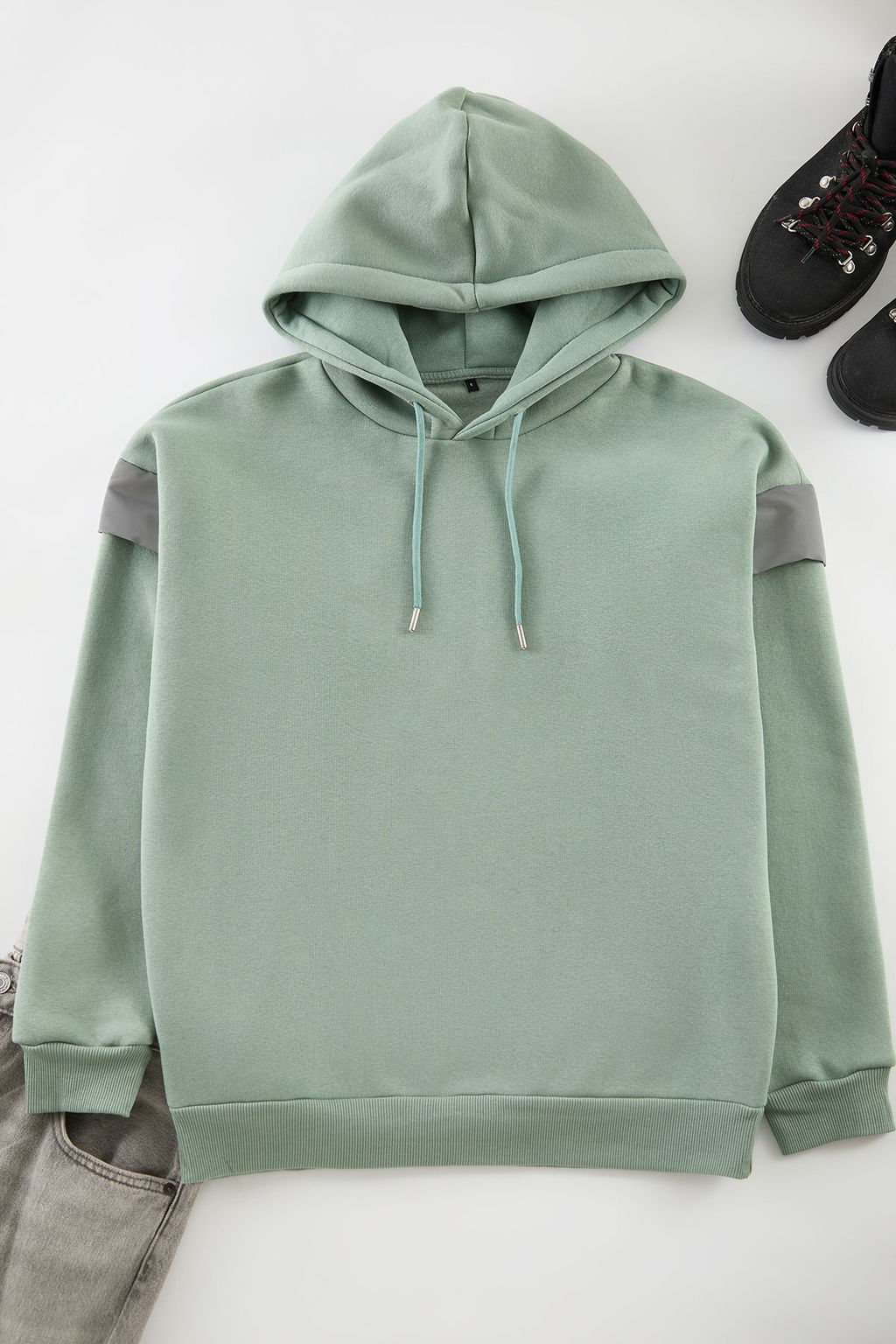 Mint Oversize/Genis Kesim Kapusonlu Reflektor Detayl? Ici Polarl? Sweatshirt TMNSS20SW0205