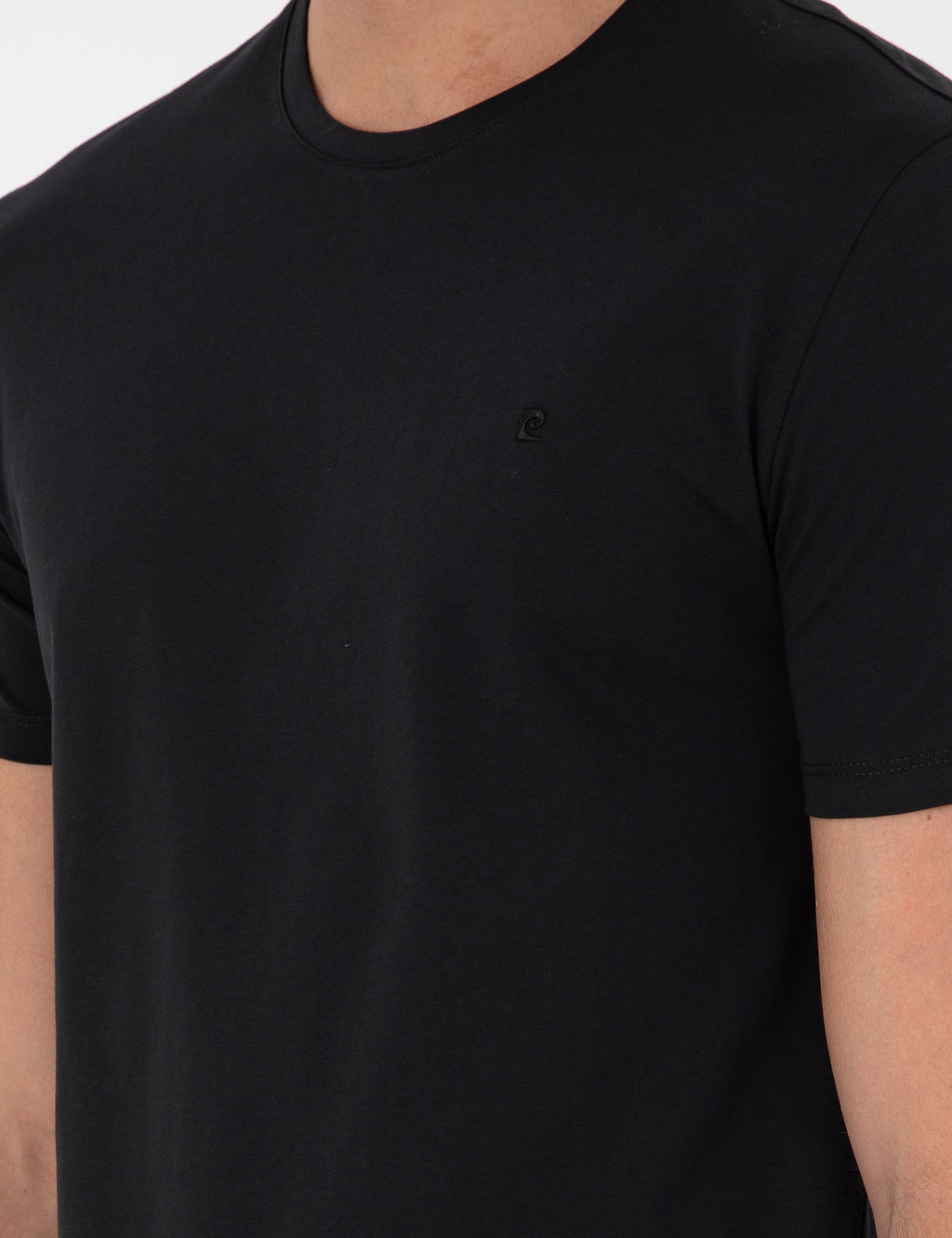Siyah %100 Pamuk Slim Fit Bisiklet Yaka Basic Ti__rt