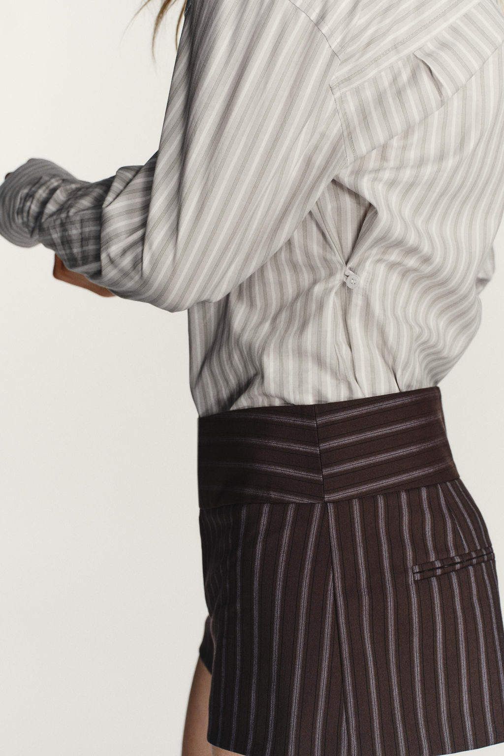 STRIPED POPLIN SHIRT WITH SHOULDER PADS - Zara фото 13
