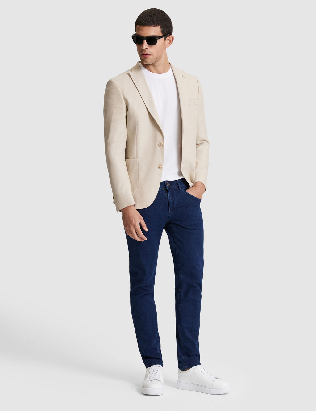 Bej Ex. Slim Fit Keten Kar___ml_ Ceket