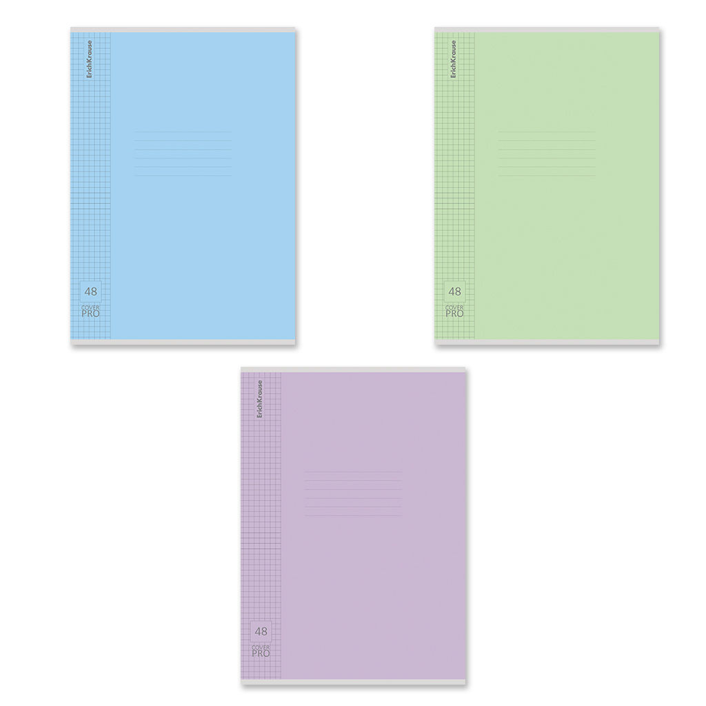 АКЦИЯ Цена за 6 шт. Тетрадь общая ученическая с пластиковой обложкой на скобе ErichKrause Классика CoverPrо fizzy, А4, 48 листов, клетка_MIX-PACK