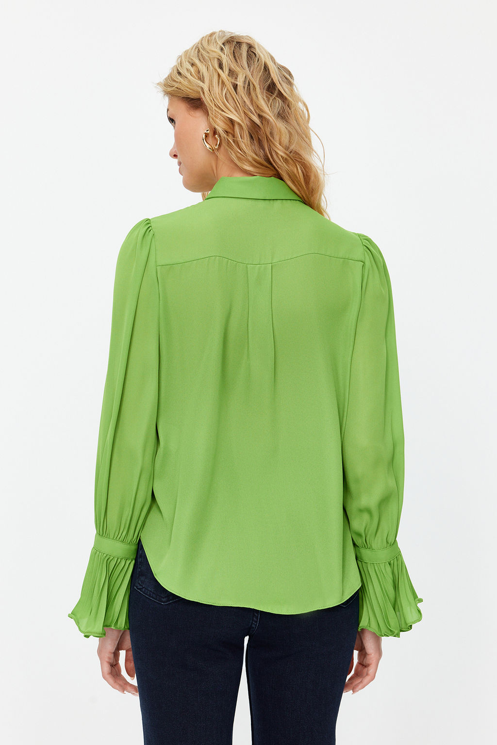 TRENDYOLMILLA Ekru Ispanyol Kol Regular Normal Kal?p Dokuma Gomlek TWOAW22GO0487  фото 5