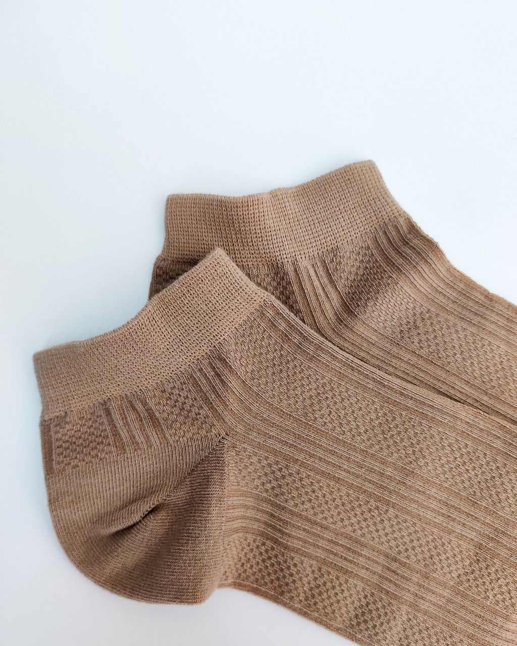 Короткие носки р.40-45 Перфорация Полоски Бежевый - Krumpy фото 4