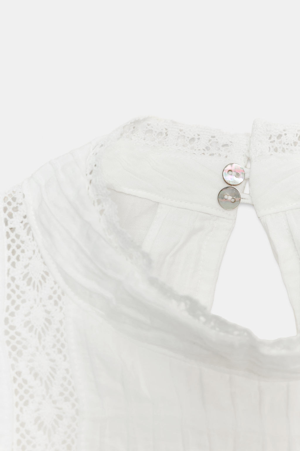 CAMISA ENTREDOSES MANGA GLOBO / Blanco - Zara фото 8