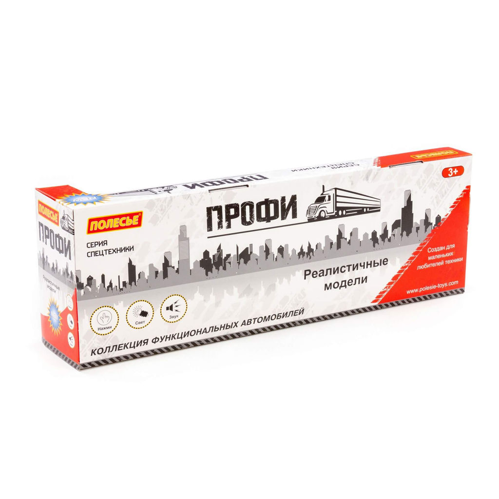 Профи, автомобиль-трейлер инерционный (со светом и звуком) + дорожный каток Мини инерционный, погрузчик Мини инерционный (в коробке) - Полесье фото 7