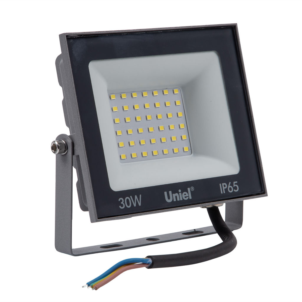 ULF-F23-30W/6500K IP65 160-240V GREY Прожектор светодиодный. Дневной свет (6500K). Корпус серый. TM Uniel
