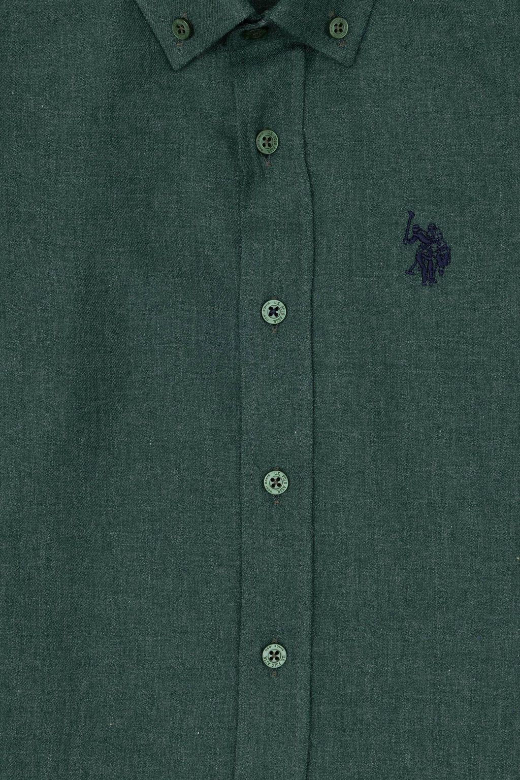 Темно-зеленая базовая рубашка с длинным рукавом для мальчика - U.s. polo assn фото 3