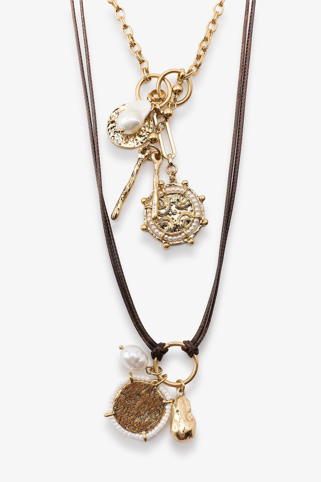 3-PACK OF CHAIN CORD CHARM NECKLACES - Zara фото 4