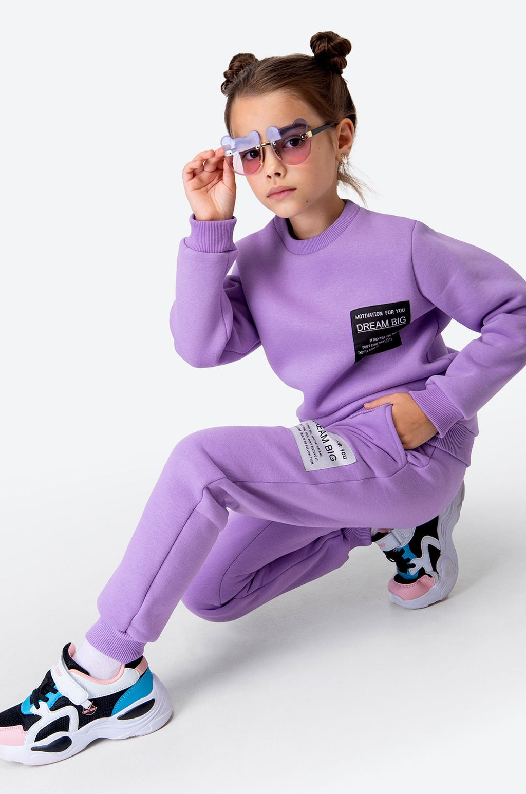 Теплый костюм для девочки из футера с начесом Bonito  фото 30