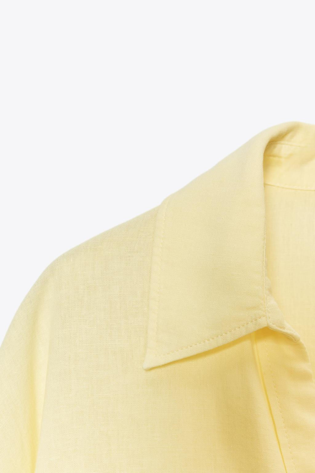 CROPPED LINEN BLEND SHIRT - Zara фото 9