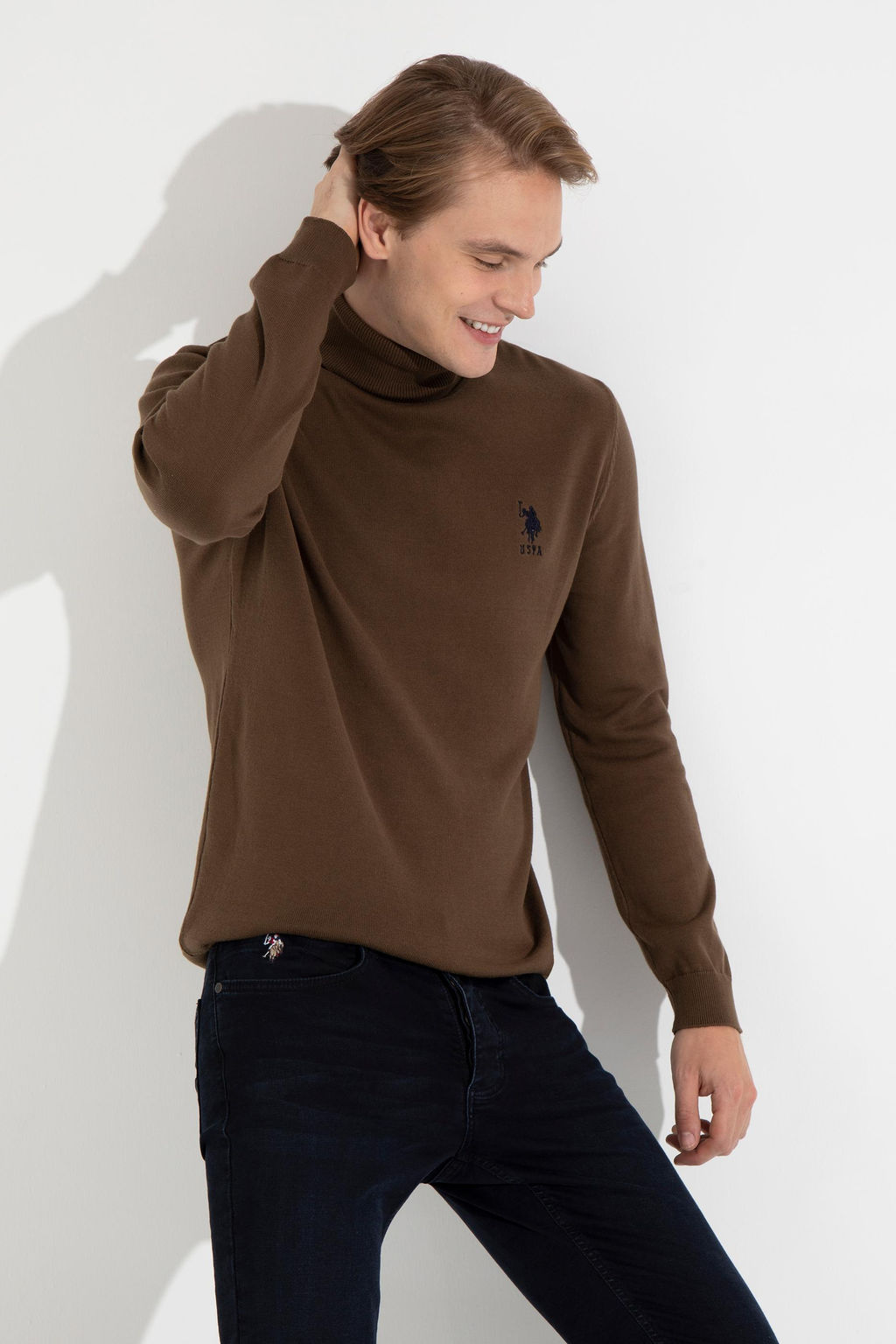 U. S. Polo Assn / Мужской базовый свитер кокосового цвета - U.s. polo assn фото 13