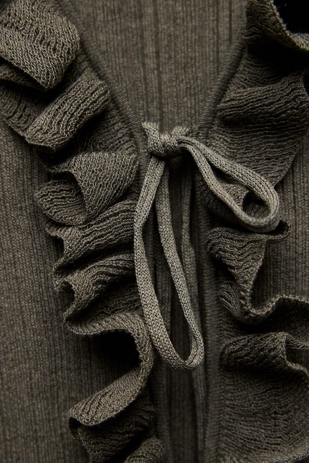 KNIT TOP WITH RUFFLES AND TIES - Zara фото 11