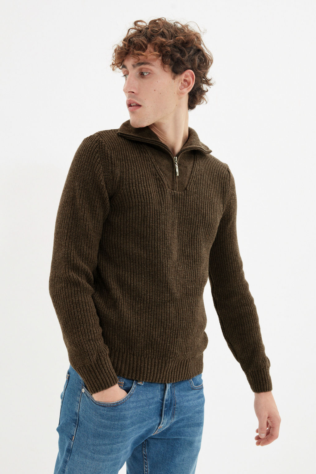 TRENDYOL MAN Ekru Regular Fit Yunlu Fermuarl? Bal?kc? Yaka Triko Kazak TMNAW22KZ0347 - Trendyolmilla фото 53