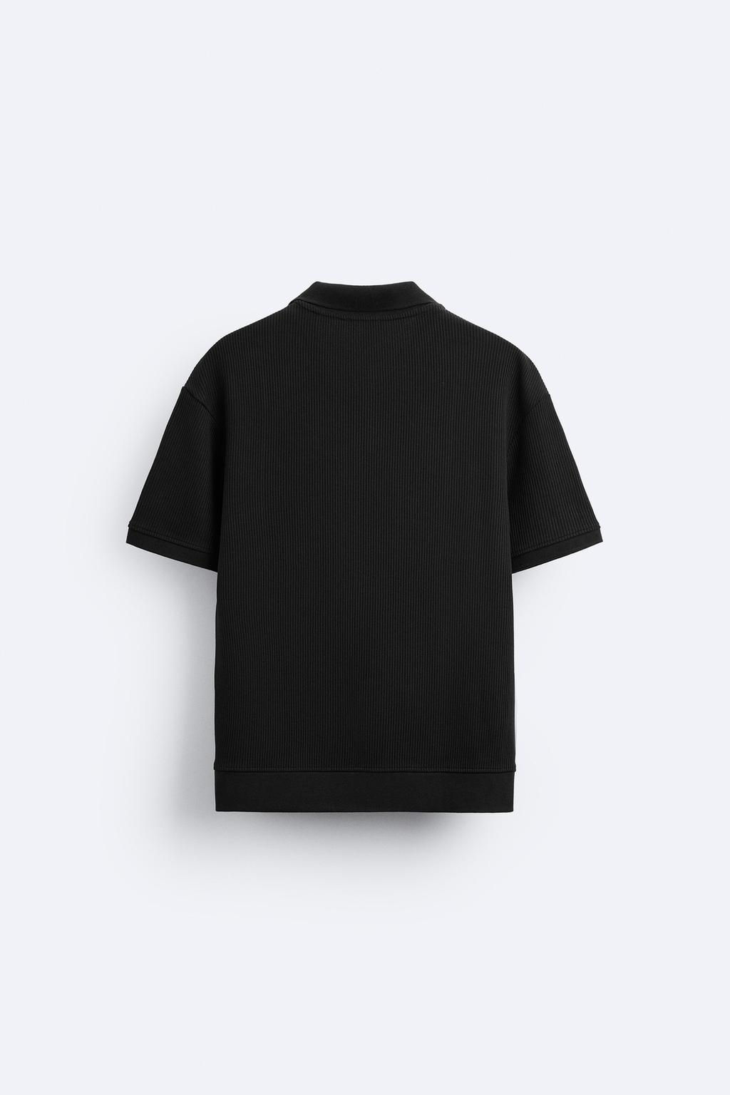 TEXTURED POLO SHIRT WITH RIBBED TRIMS - Zara фото 8
