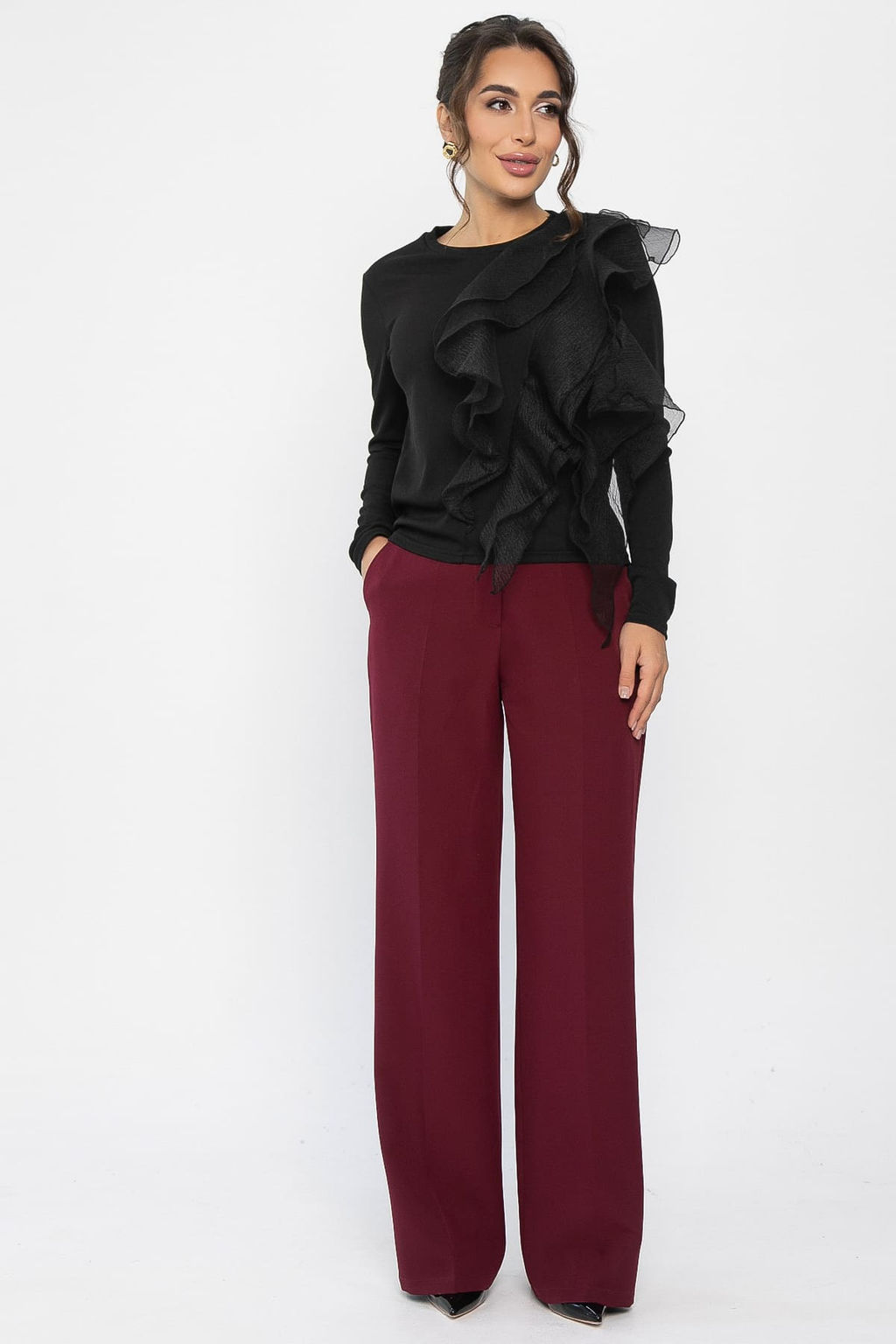 Блуза Риана (трикотаж Лапша и органза) - Lt collection фото 20