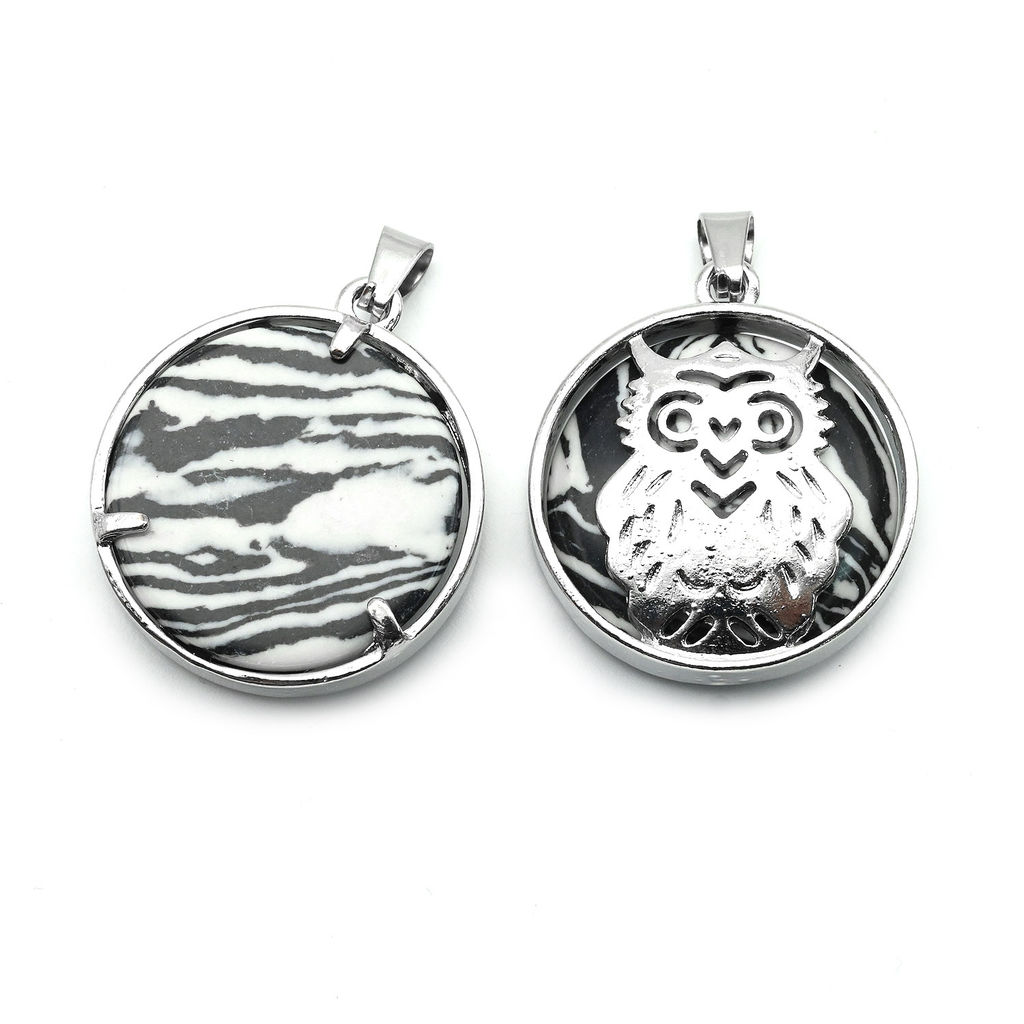 Подвеска Сова 27*27мм с полимером цв.зебра
