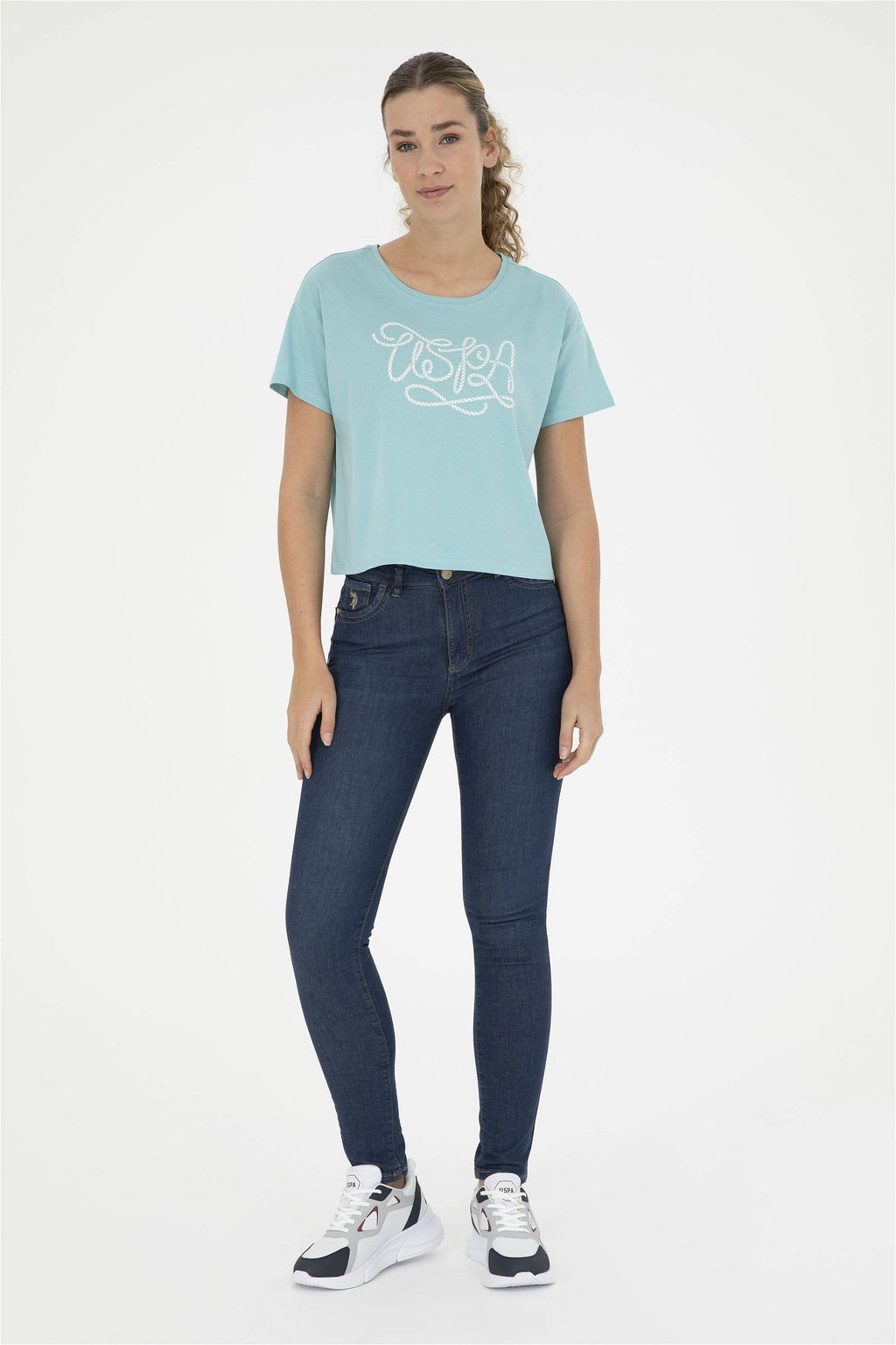 Женская мятная футболка с круглым вырезом - U.s. polo assn фото 4