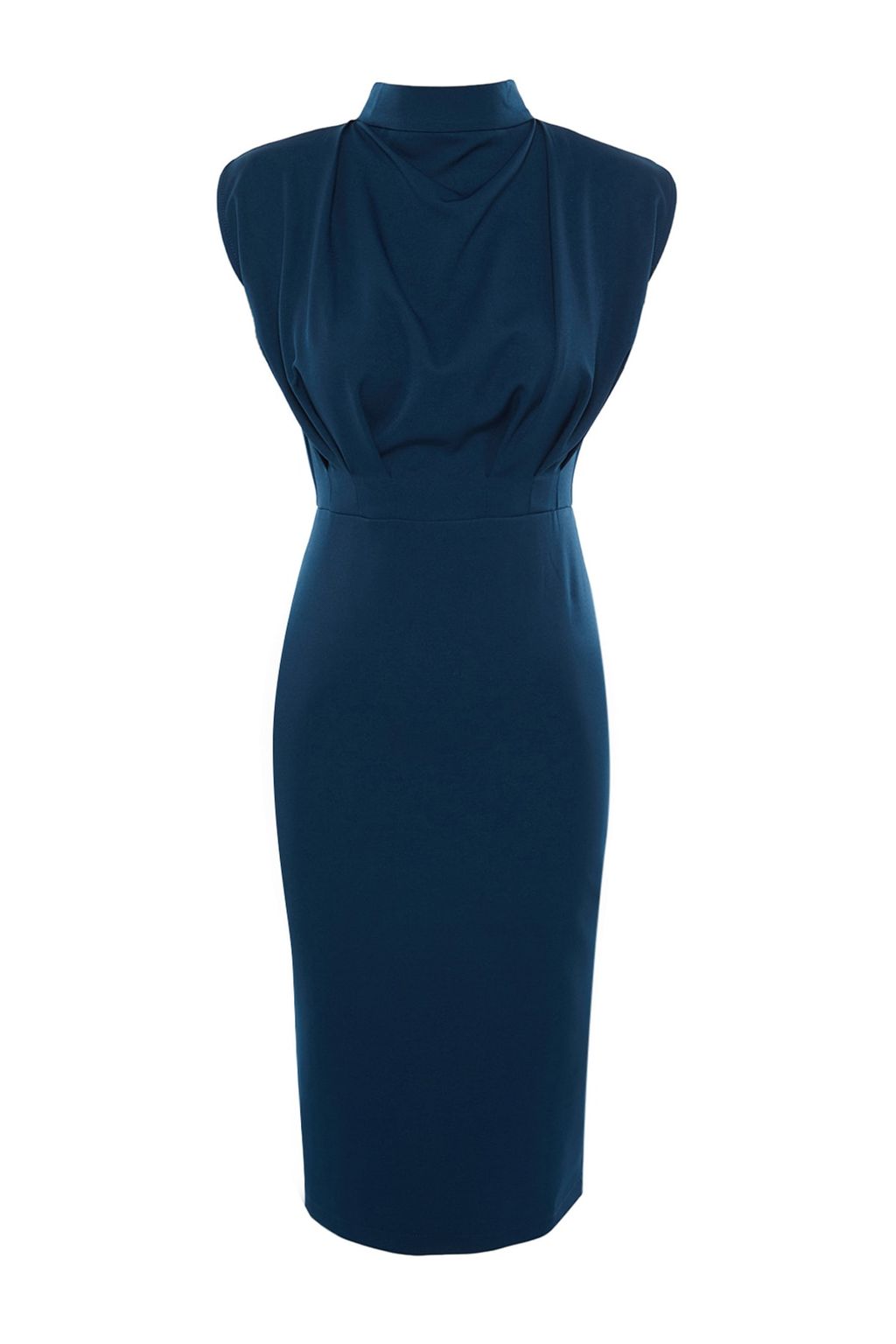 TRENDYOLMILLA Bordo Vucuda Oturan Dik Yaka Midi Kalem Etek Dokuma Elbise TWOAW20EL0311  фото 19