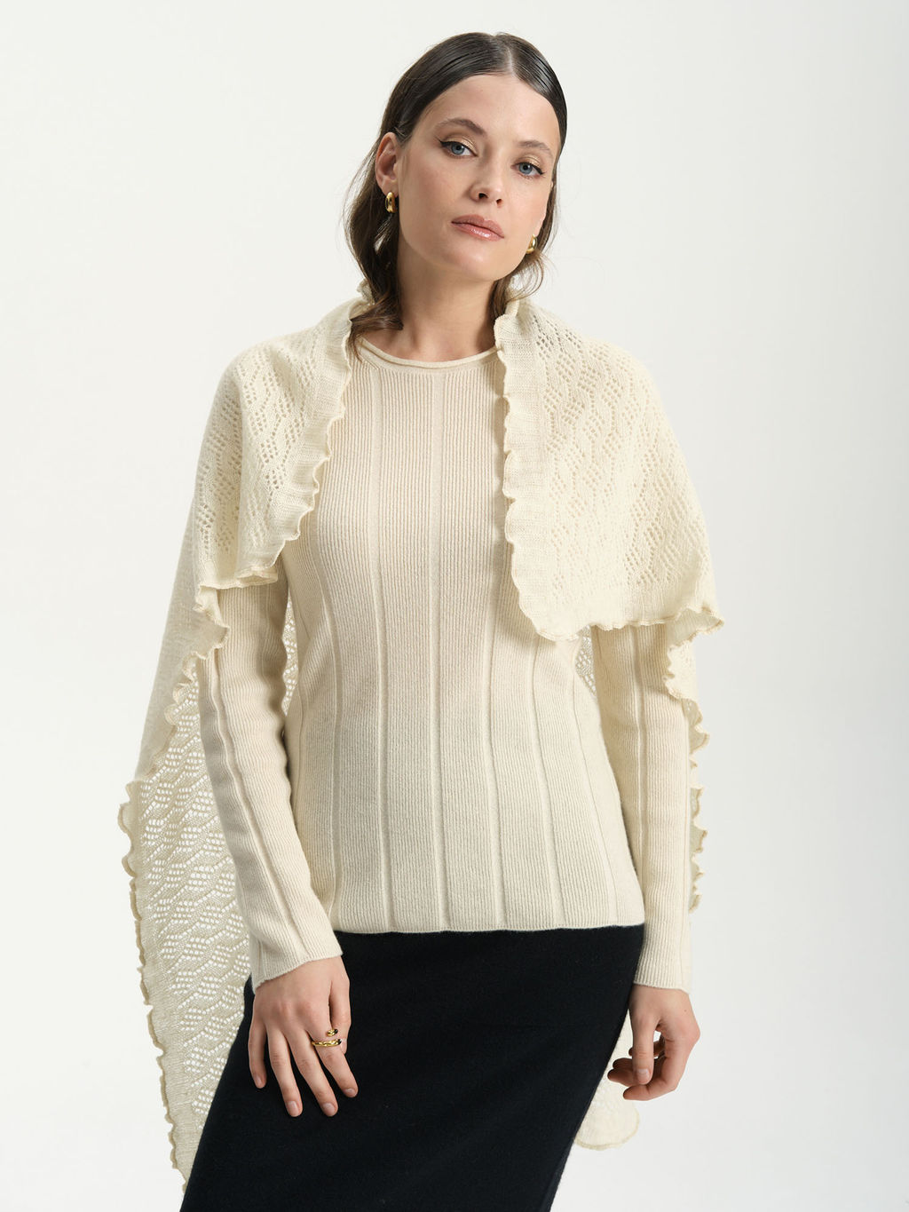 Платок из шерсти UL бежевый