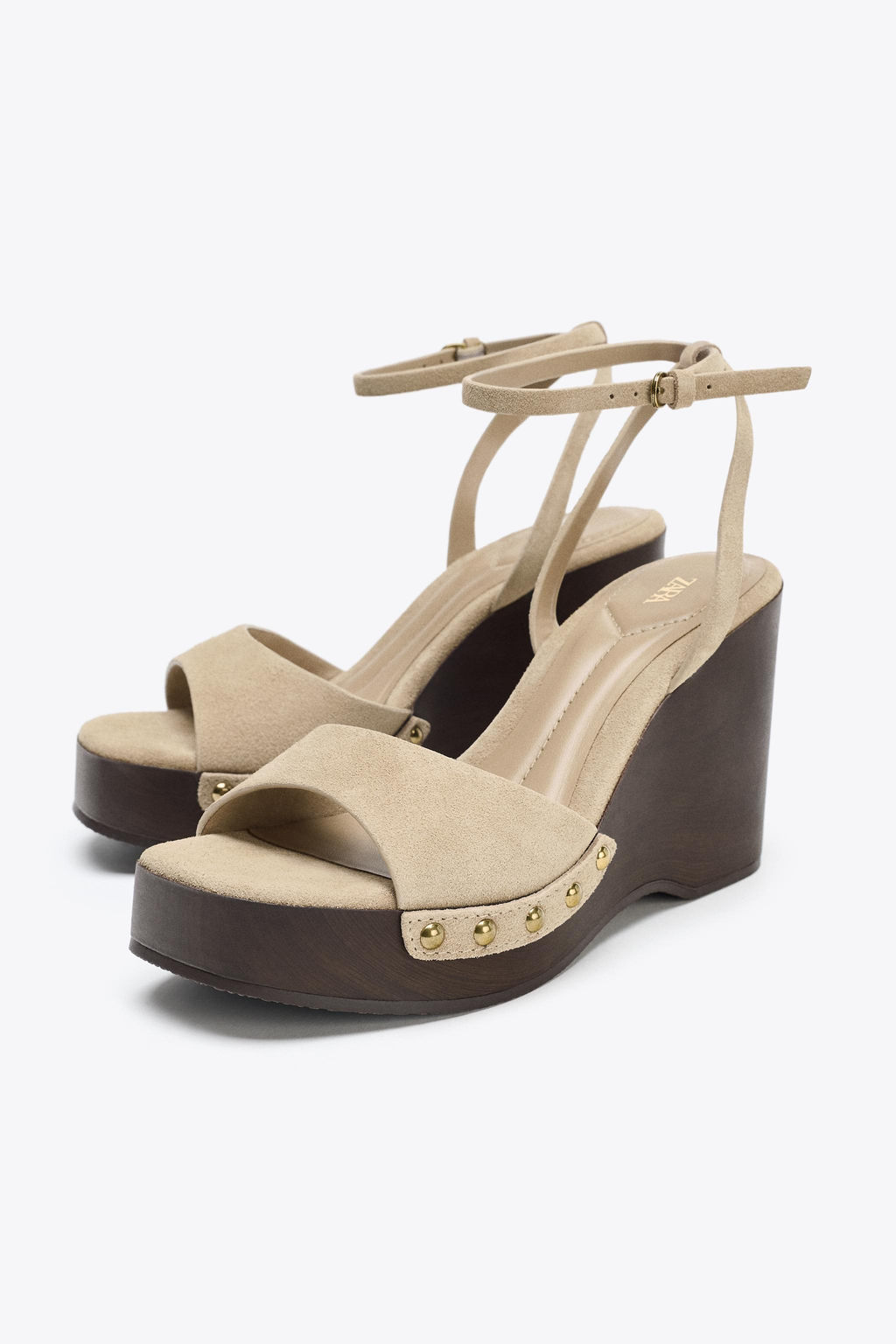 SPLIT SUEDE STUDDED SANDALS - Zara фото 9