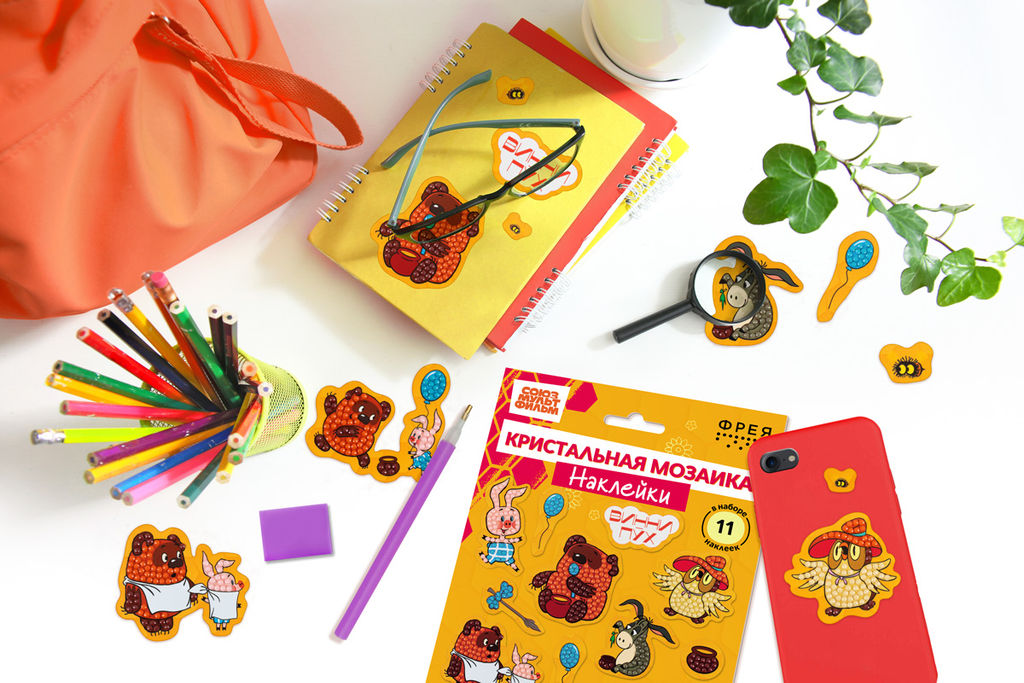 Кристальная (алмазная) мозаика ФРЕЯ CMF-ALVN-143 наклейки Винни-Пух и все-все-все 19.5 х 14 см