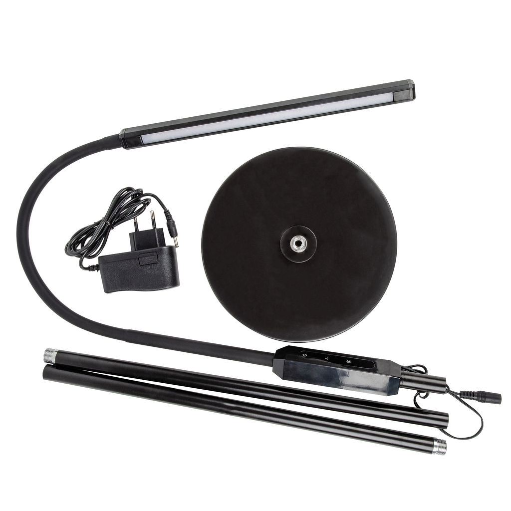 ULM-T619 10W/3000-6500K/DIM BLACK Торшер напольный светодиодный, 10W, с регулировкой наклона. Сенсорный выключатель. Диммер. Черный. ТМ Uniel