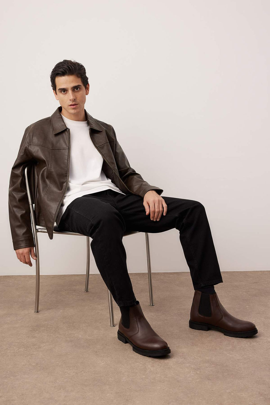 Siyah K?sa Duz Topuklu Lastikli Chealsea Erkek Bot TAKAW26BO00019 - Trendyolmilla фото 8