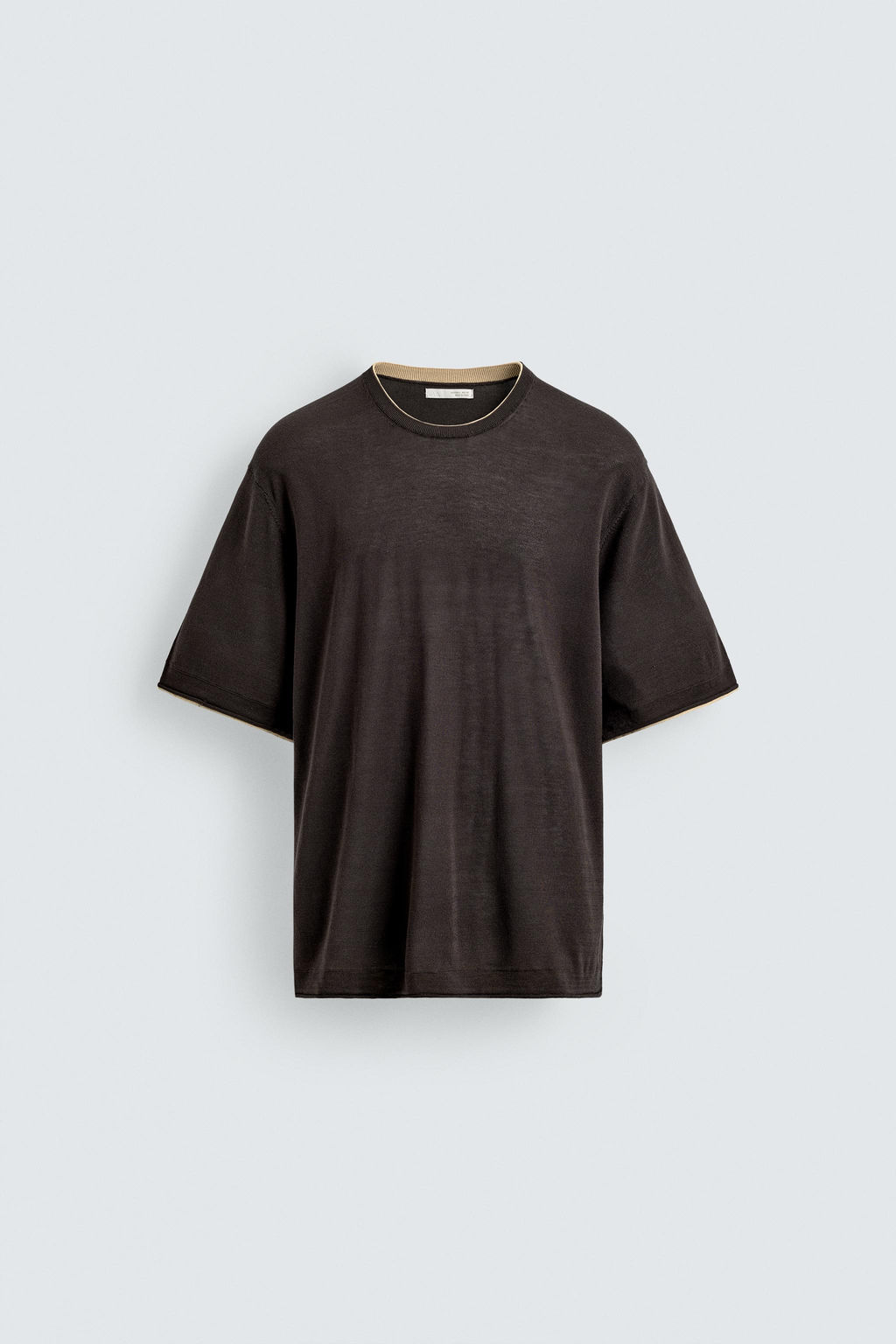 CAMISETA PUNTO ACABADOS CONTRASTE / Marr?n - Zara фото 6