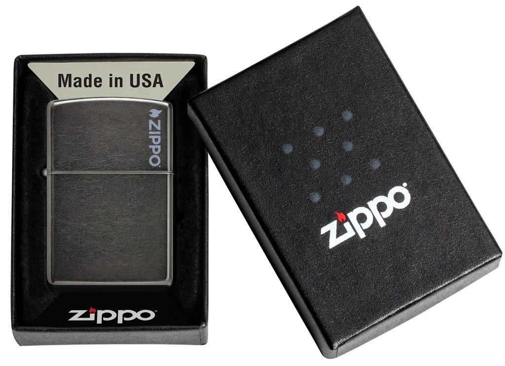 Зажигалка ZIPPO Логотип с темно-серым покрытием | Logo Gray Dusk 28378ZL  фото 6