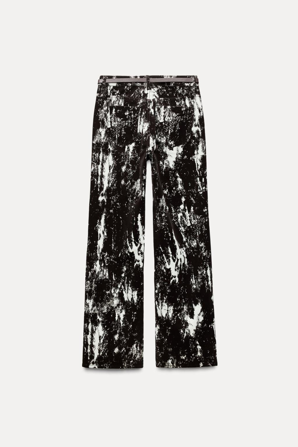 Z1975 HIGH-WAIST FLOCKED ANIMAL PRINT BELTED JEANS - Zara фото 4
