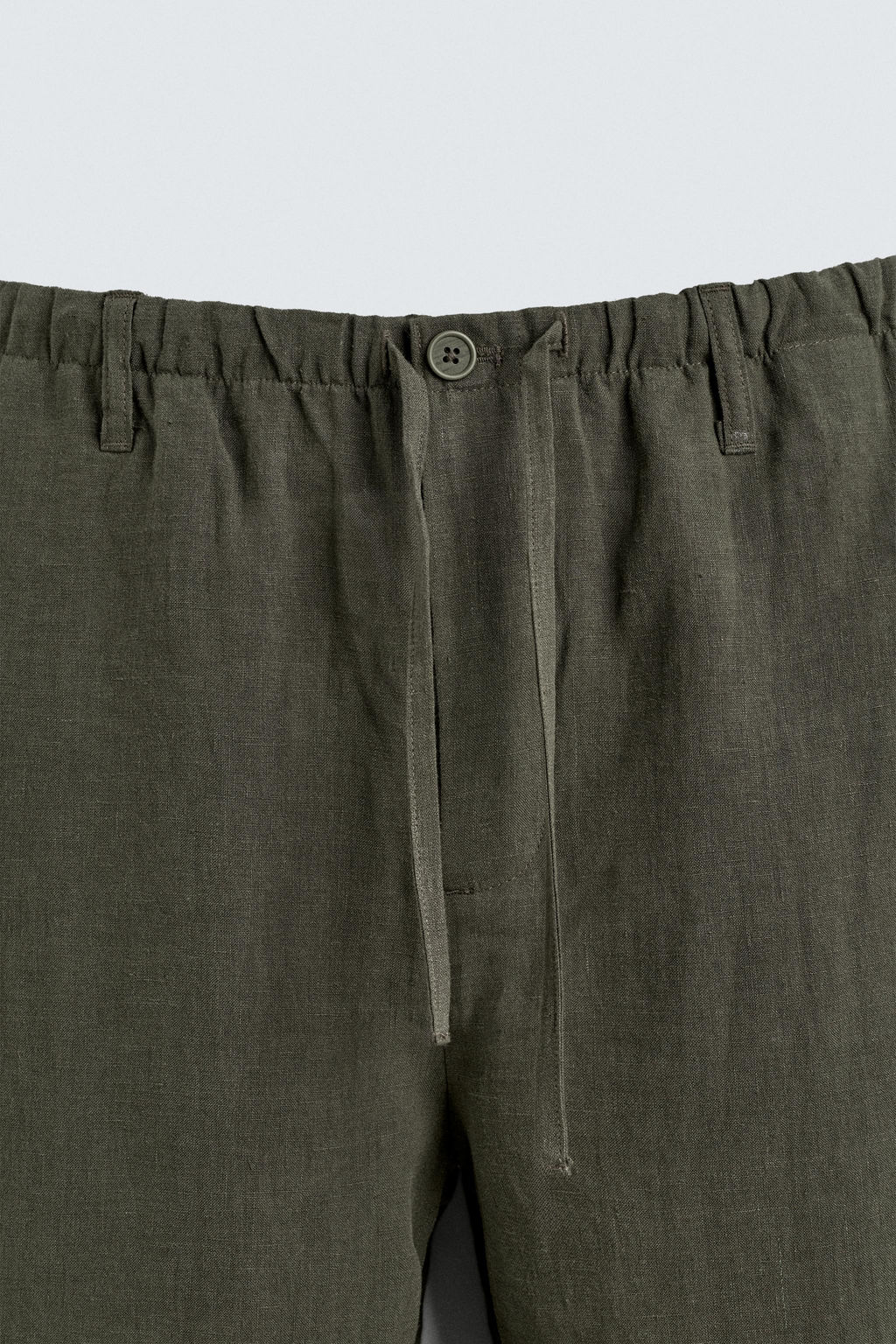 PANTAL?N RELAXED FIT 100% LINO / Khaki oscuro