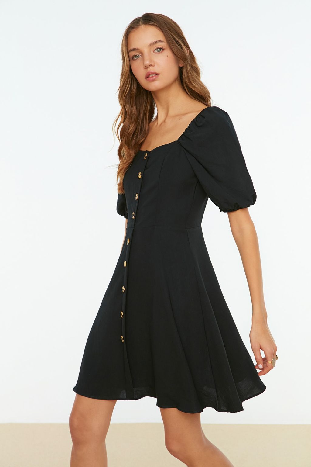 TRENDYOLMILLA Kiremit A Kesim Balon Kollu Mini Dokuma Elbise TWOSS20EL2314  фото 2