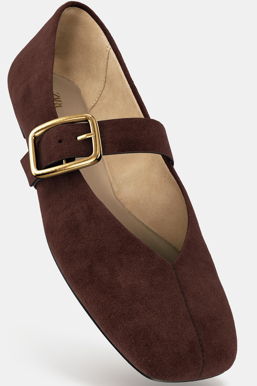 SUEDE BALLERINA FLATS WITH BUCKLE - Zara фото 7
