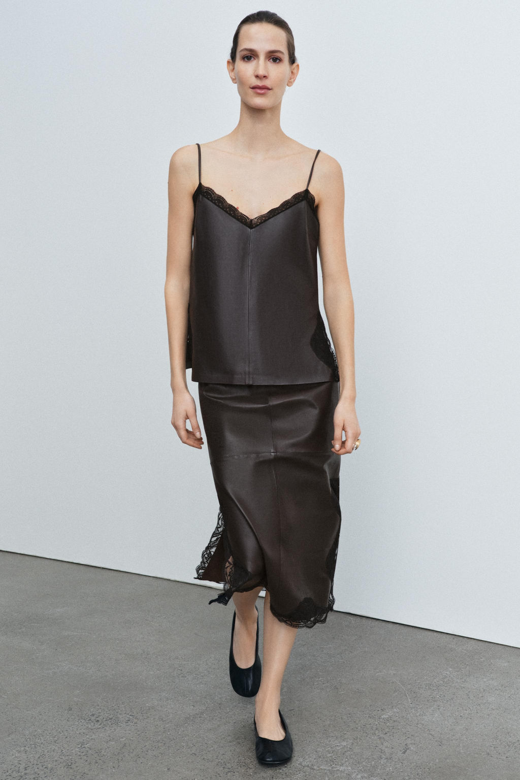 100% LEATHER LACE TOP ZW COLLECTION LIMITED EDITION - Zara фото 2