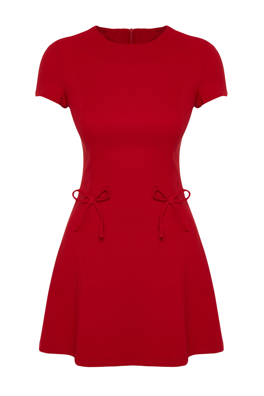 TRENDYOLMILLA K?rm?z? Etegi Belden Ac?lan Fiyonk Detayl? Mini Dokuma Elbise TWOSS24EL00803  фото 7