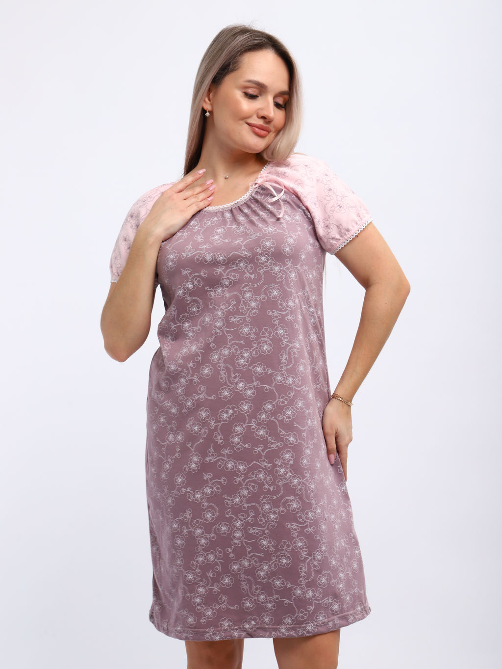 М296 сорочка Карина(цветы какао)