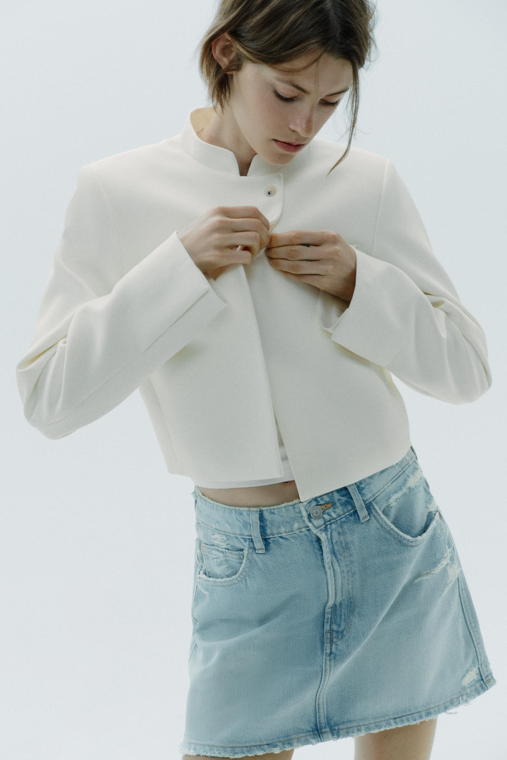 RIPPED TRF DENIM SKIRT - Zara фото 10