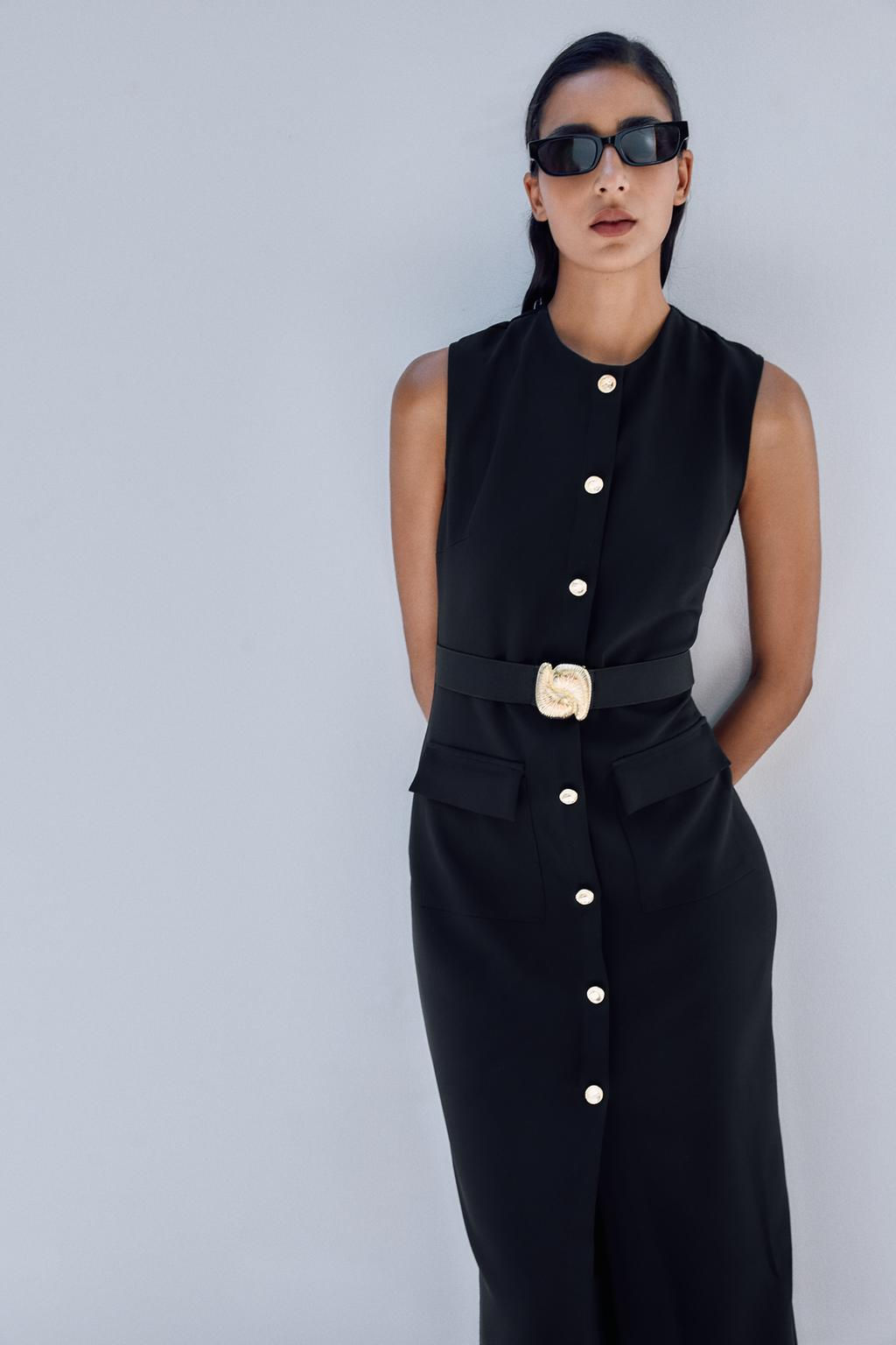 MIDI CREPE BELT DRESS - Zara фото 12