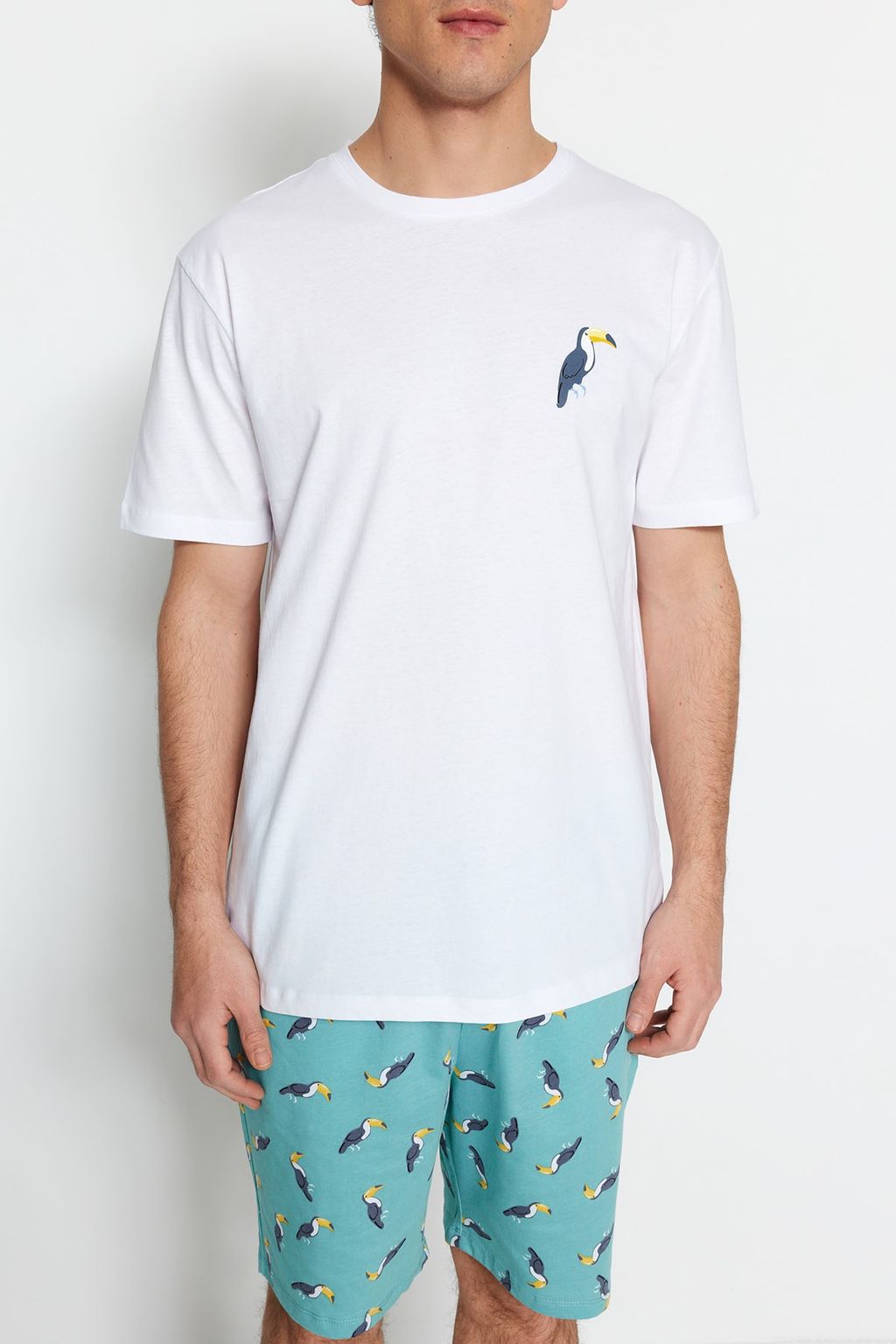 TRENDYOL MAN Yesil Regular Fit Orme Sortlu Pijama Tak?m? TMNSS23PT00033 - Trendyolmilla фото 5