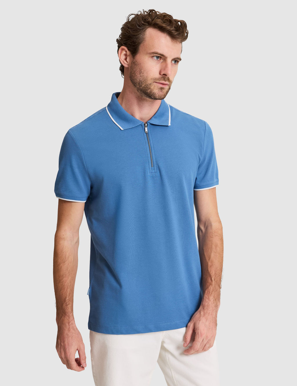 Koyu Mavi Slim Fit Polo Yaka Ti__rt